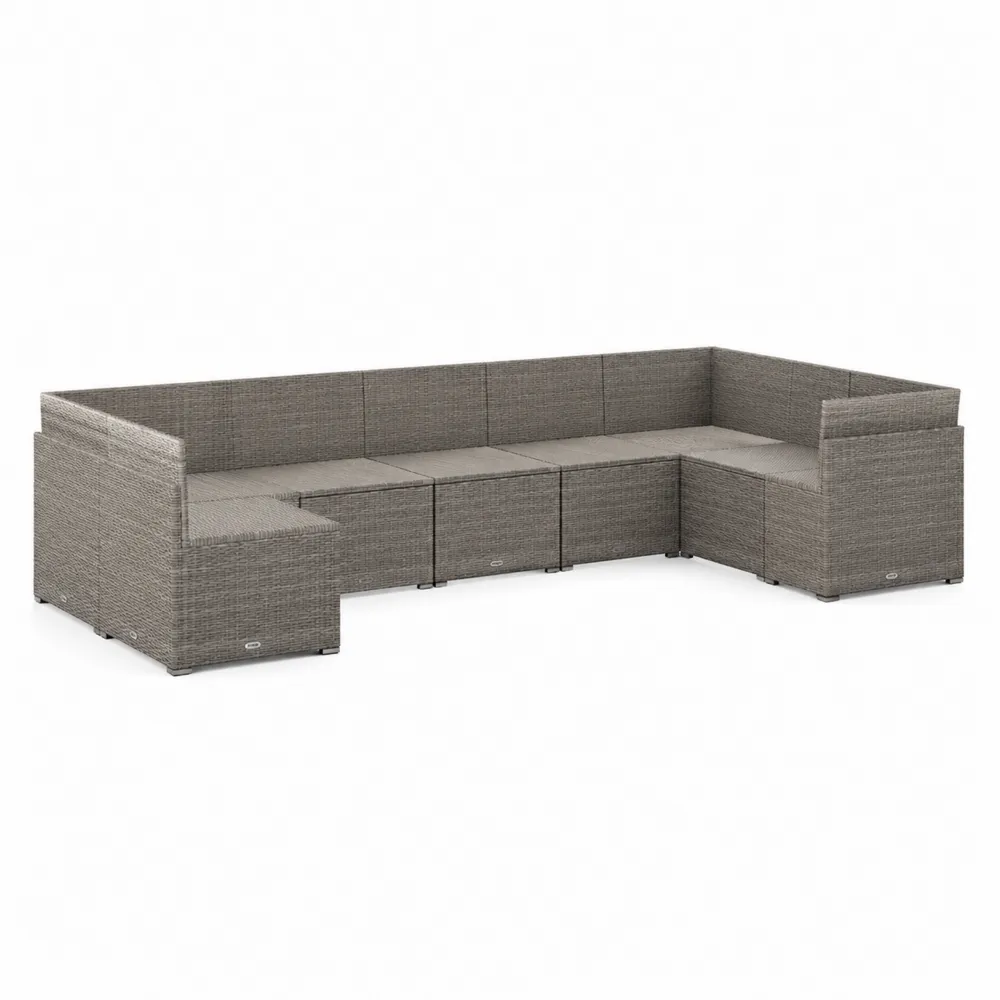 Modułowa sofa narożna z technorattanu stalowa Szary