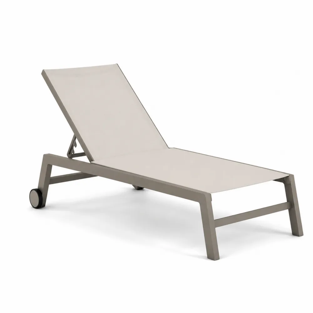 Leżak aluminiowy beżowy z regulacją 200x60x35 cm