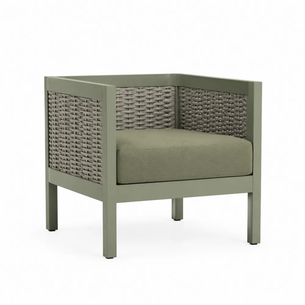 Fotel z aluminium i technorattanu zielony 70x70x75 cm