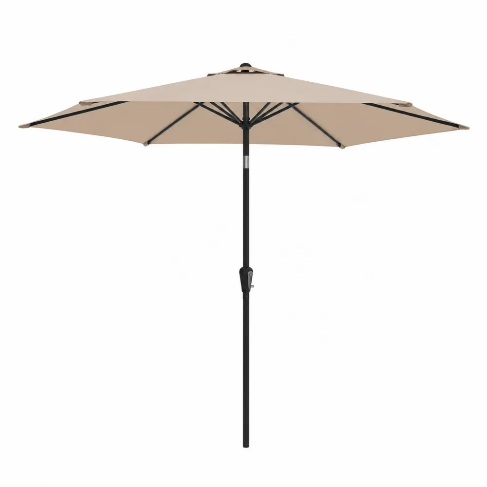 Parasol ogrodowy beżowy okrągły 300 cm metalowy