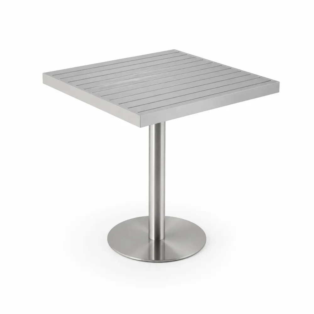 Stół kwadratowy z aluminium i stali nierdzewnej 70x70 cm Srebrny