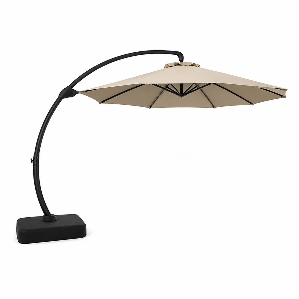 Parasol z bocznym ramieniem 300 cm stalowy poliester beżowy