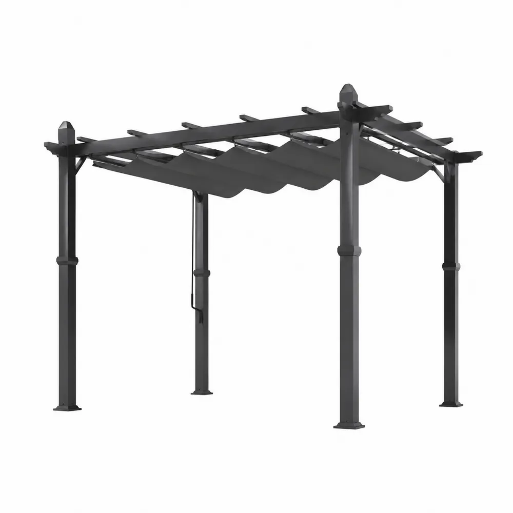 Aluminiowa Pergola Ogrodowa z Poliestrowym Zadaszeniem Antracytowa 3x4 m