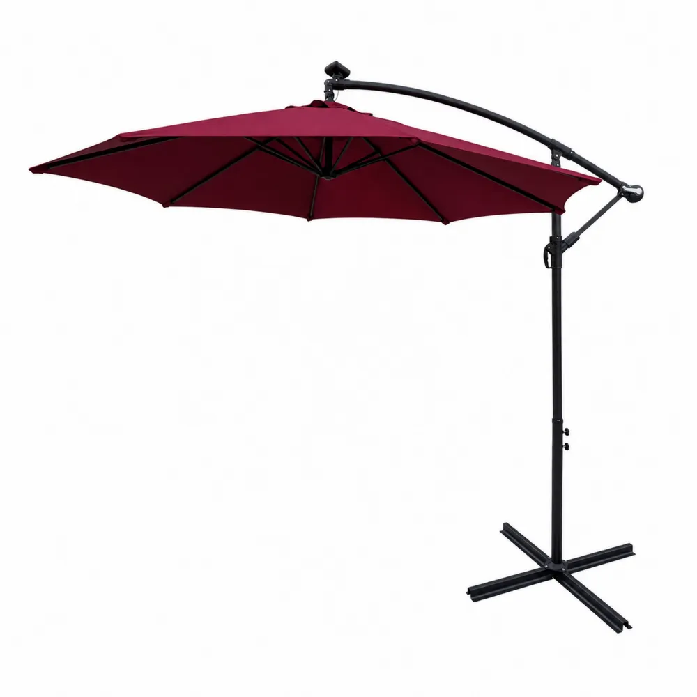Parasol ogrodowy z bocznym ramieniem Czerwony Poliester 3m