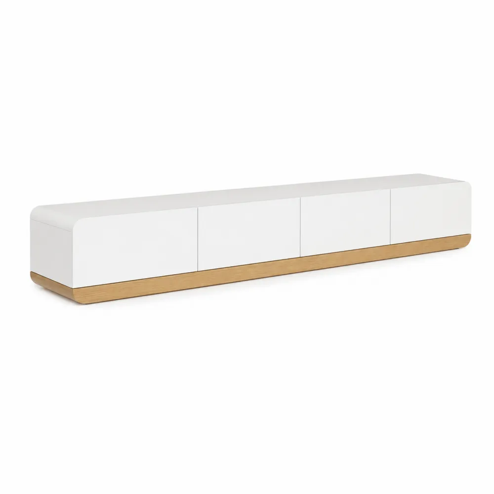 Szafka RTV drewniana biało-dębowa MDF 200 cm