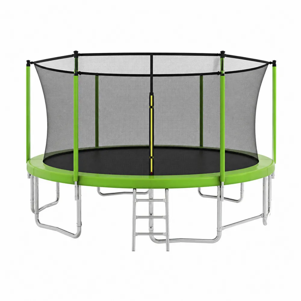Trampolina z Siatką i Drabinką Zielona Stalowa 305 cm