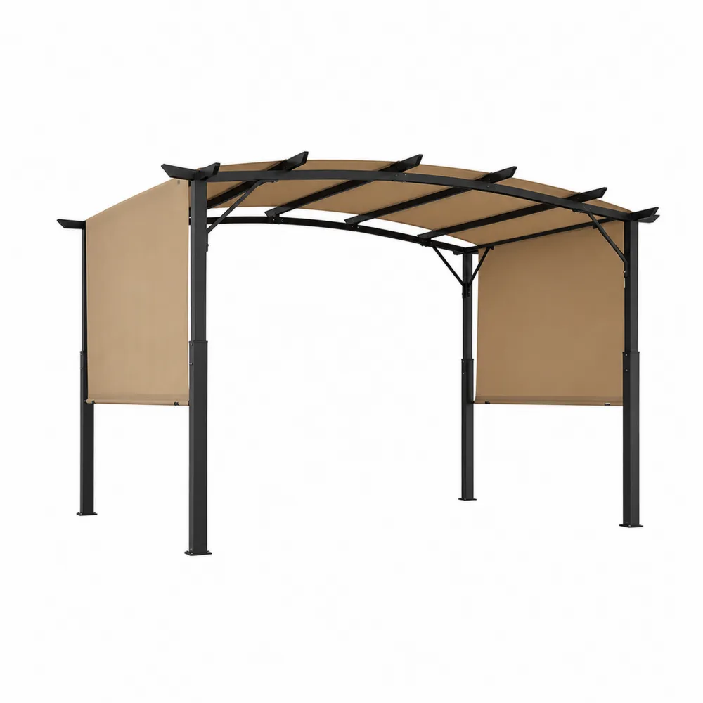 Pergola łukowa metalowa z tkaniną poliestrową Beżowa 300x250x250 cm