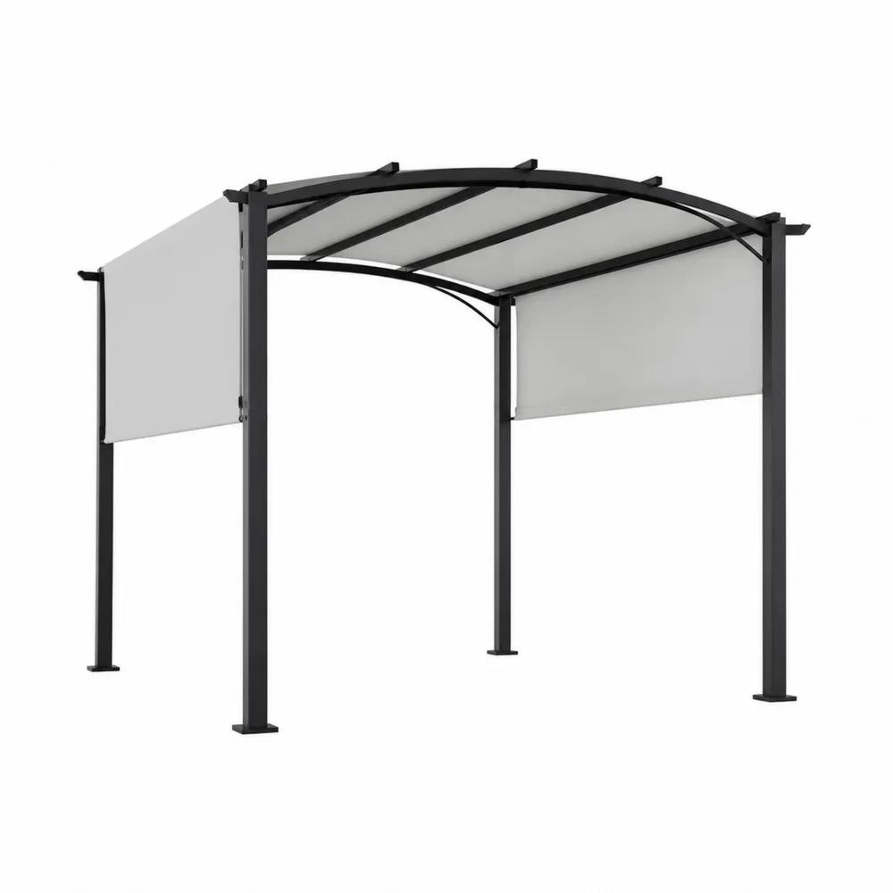 Pergola metalowa z łukowym dachem z poliwęglanu 300x400 cm Czarny/Biały