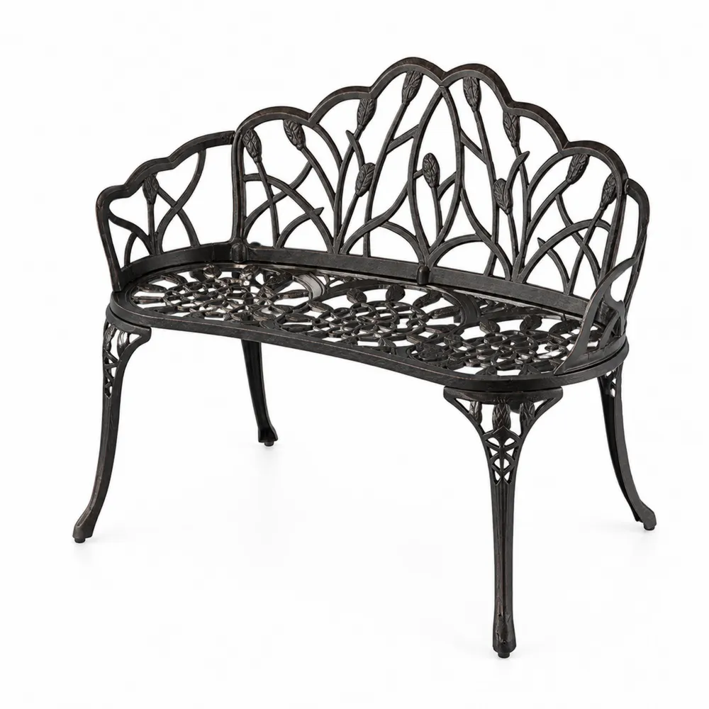 Ławka ogrodowa z żeliwa, czarna, 130 cm