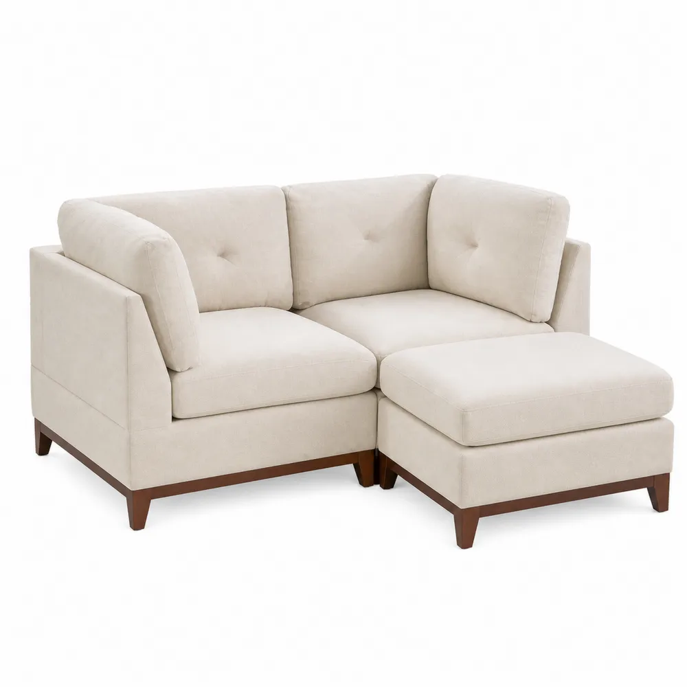Sofa narożna 3-osobowa z podnóżkiem