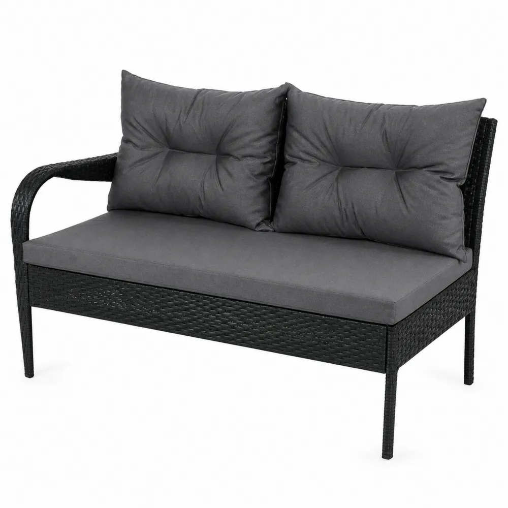 Sofa ogrodowa 2-osobowa z technorattanu, Ciemnoszary