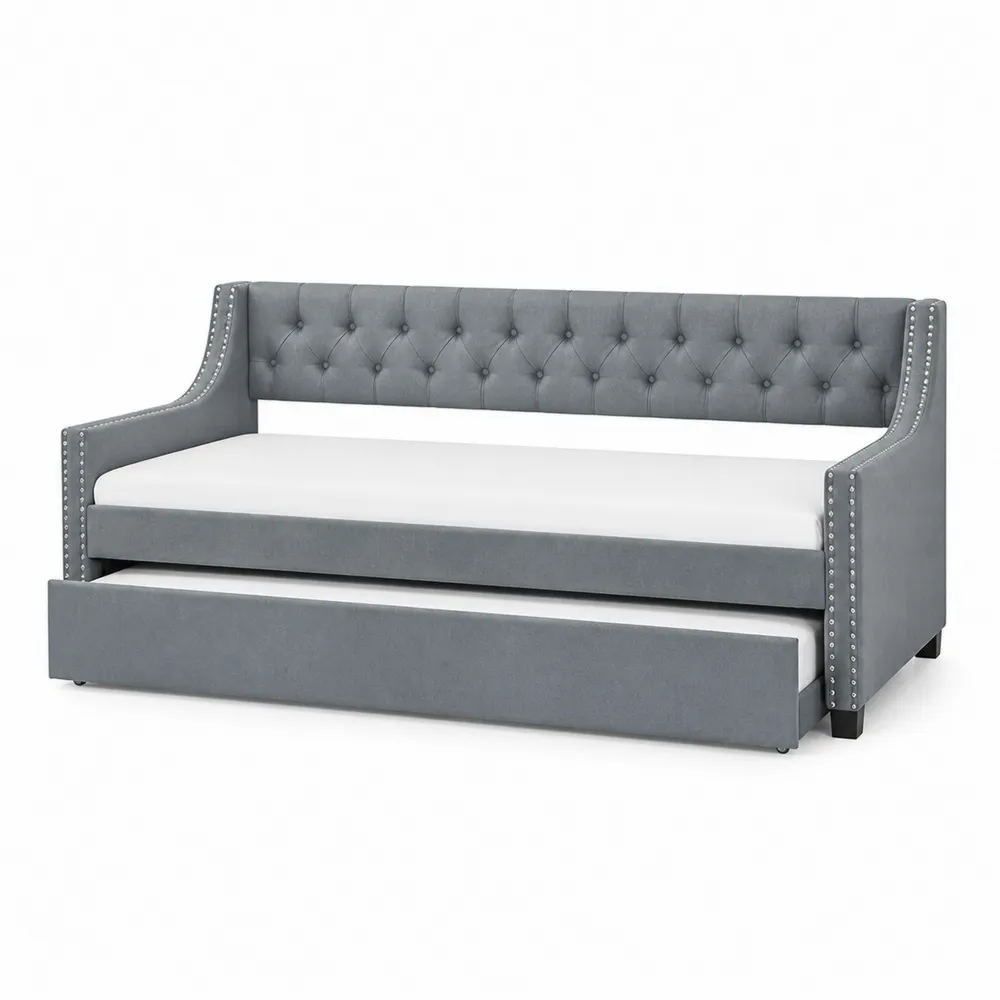 Sofa rozkładana z szufladą Szara