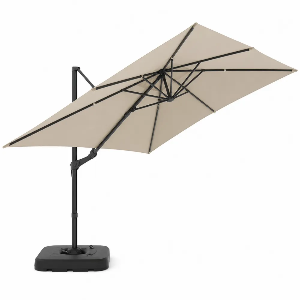 Parasol ogrodowy z bocznym ramieniem Aluminiowy Poliester 300x400 cm Beżowy