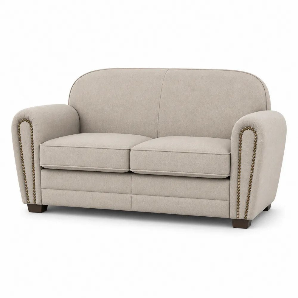Sofa dwuosobowa, tkanina lniana, Beżowa, 150 cm