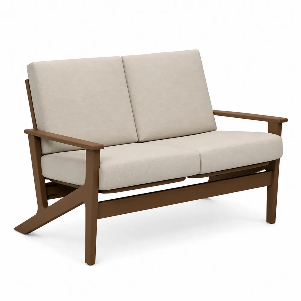 Dwuosobowa sofa drewniana z poduszkami