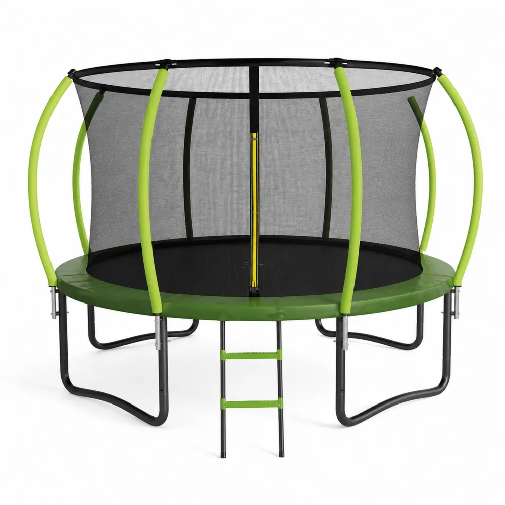 Trampolina z siatką zabezpieczającą 244 cm stal PVC Zielona/Czarna