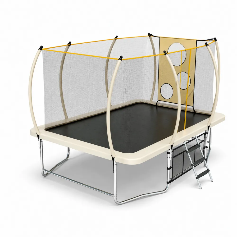 Trampolina Prostokątna z Siatką Ochronną i Drabinką 305x250 cm Metalowa