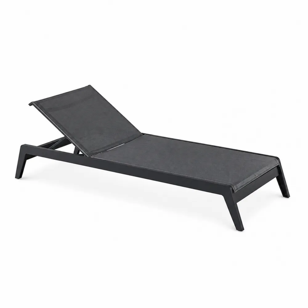 Leżak aluminiowy z siatką czarny 200x65x35 cm