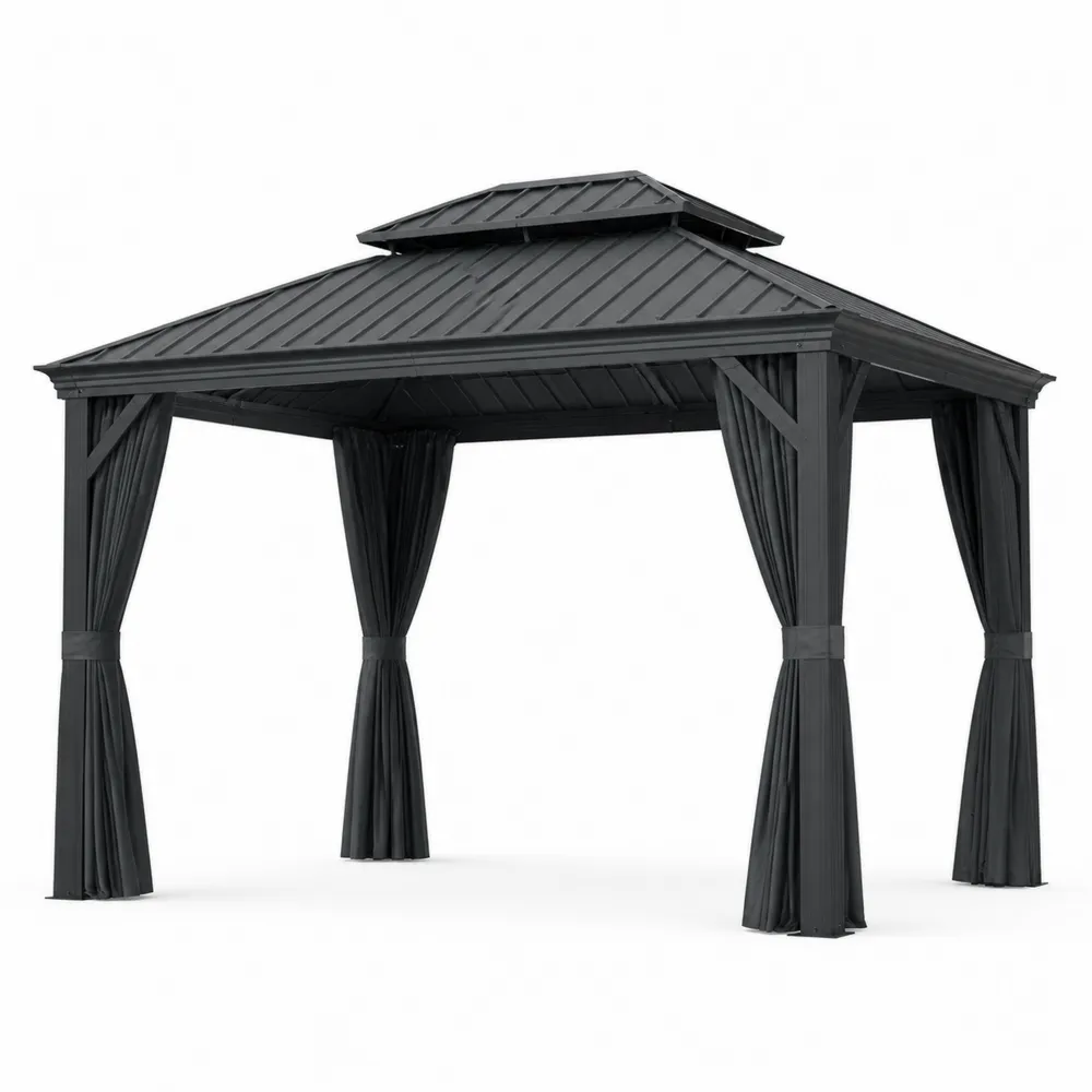 Altana metalowa z zasłonami antracytowymi 3x3 m