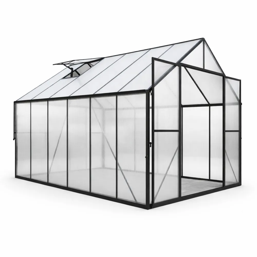 Aluminium Gewächshaus mit Polycarbonat 250x190x195 cm Transparent-novarvencio