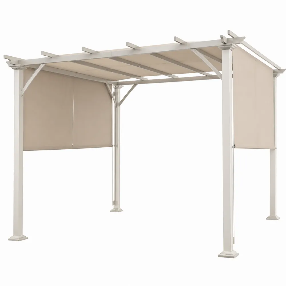 Pergola Aluminium 3x3m Beige mit Sonnendach-novarvencio