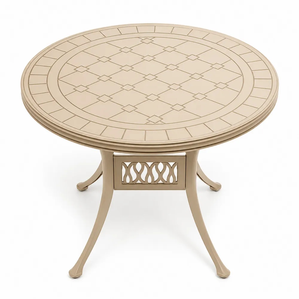 Runder Gartentisch Aluminium Beige Ø 120 cm-novarvencio