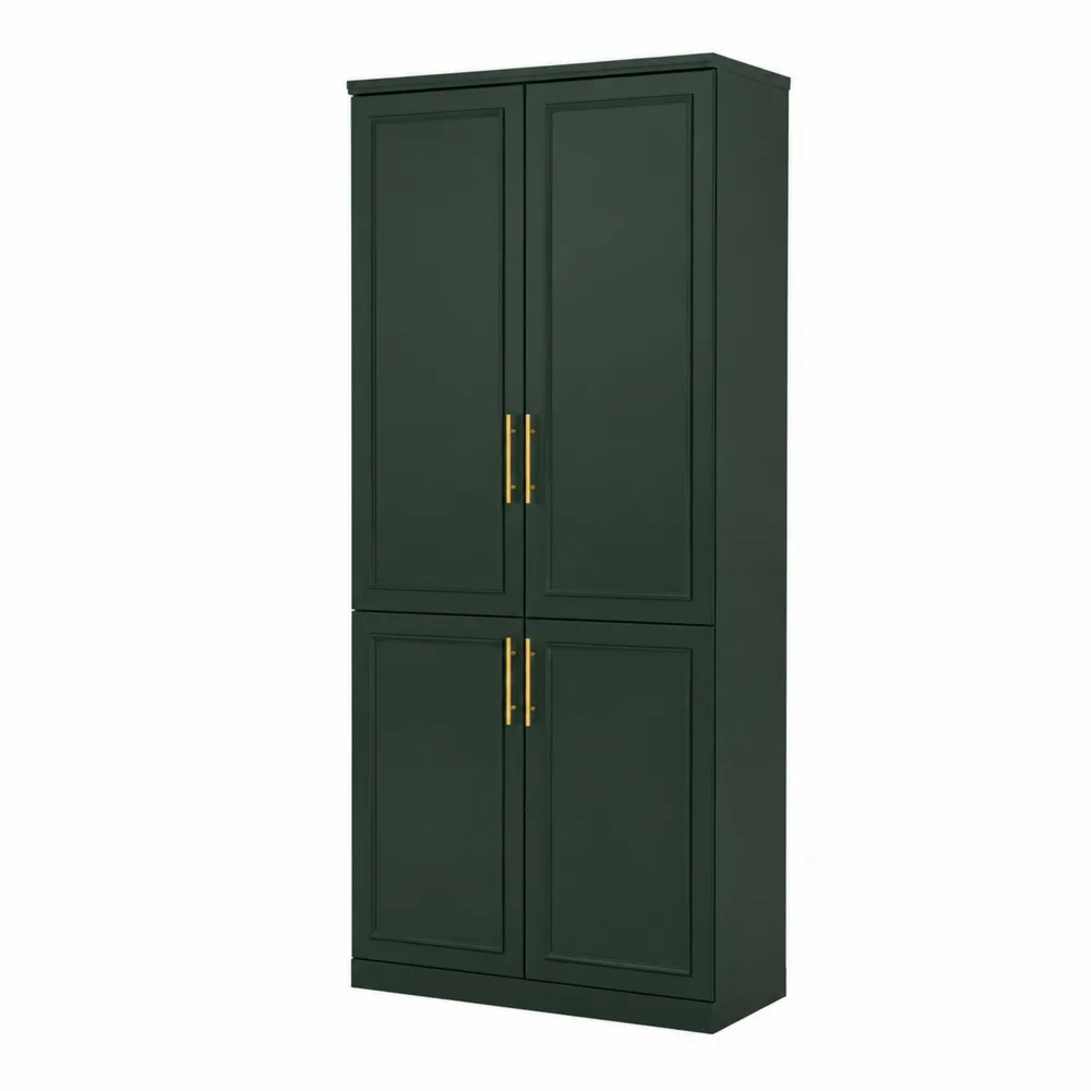 Kleiderschrank aus MDF in Dunkelgrün mit Goldgriffen 200x100x50 cm-novarvencio