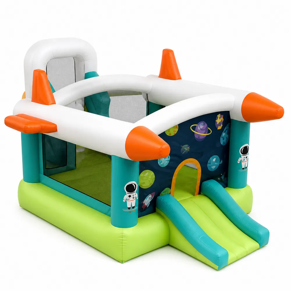 Hüpfburg mit Rutsche Astronauten Design PVC Weiß/Orange/Türkis/Grün-novarvencio