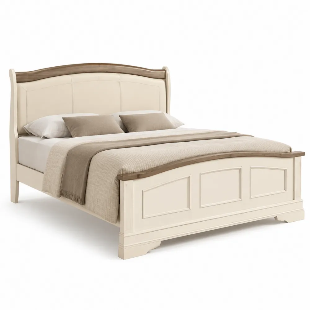 Bett aus Holz und Kunstleder 200x180 cm Beige-novarvencio