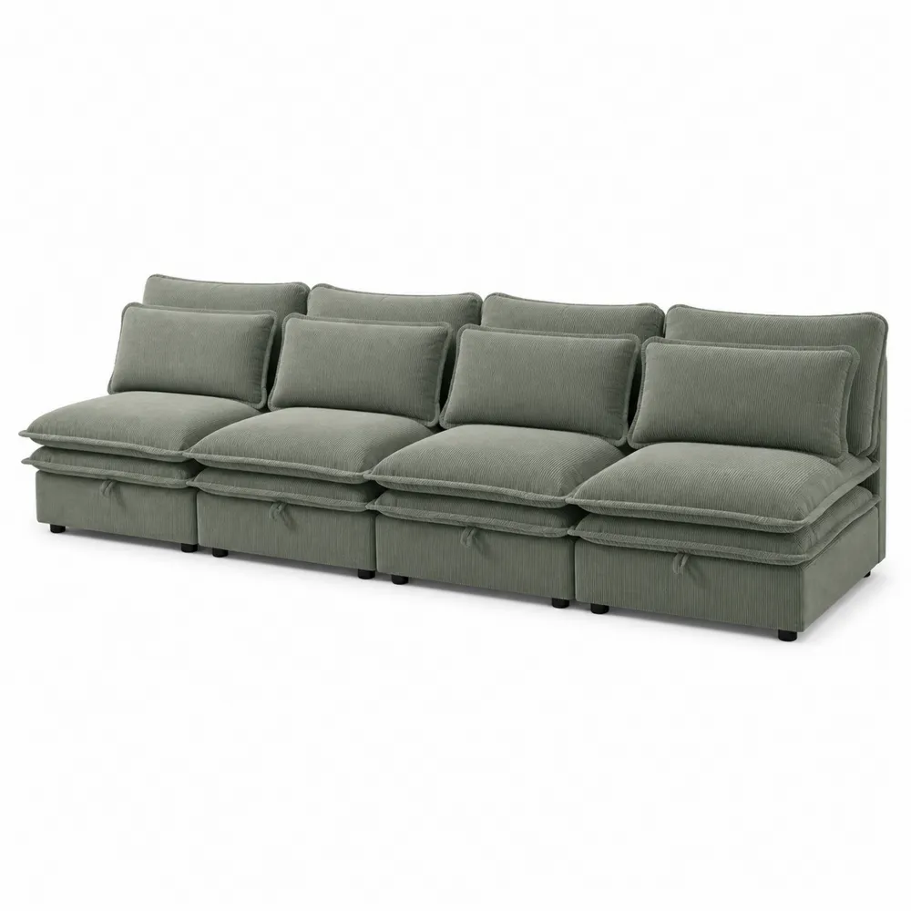Modulares Sofa Set 4-Sitzer Cord Grün 320 cm-novarvencio