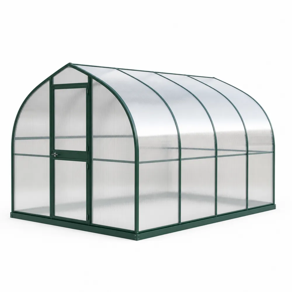 Gewächshaus Aluminium Polycarbonat 250cm x 190cm x 195cm Grün/Transparent-novarvencio