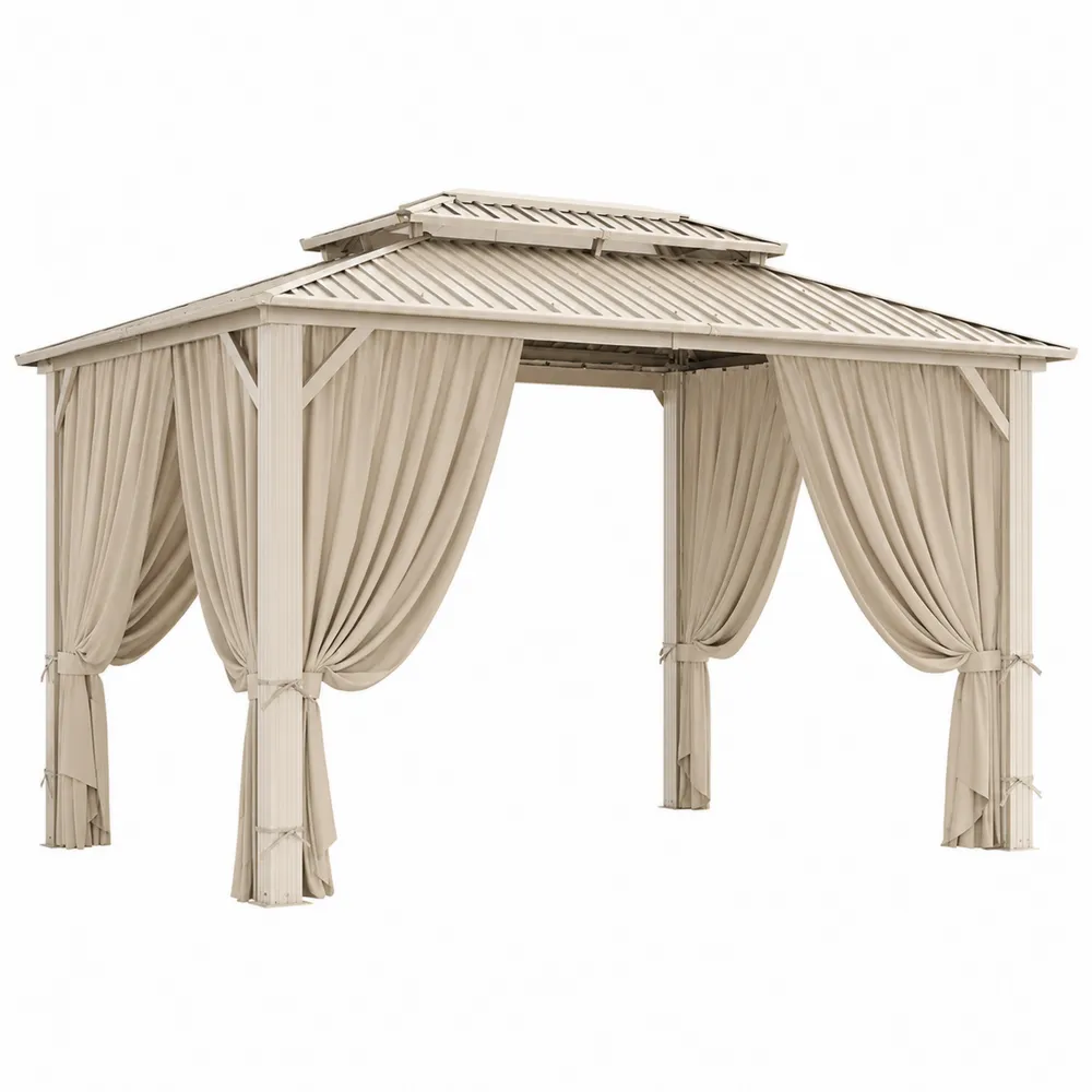 Metallpavillon mit Polyesterverdeck 300x300x270 cm Beige-novarvencio