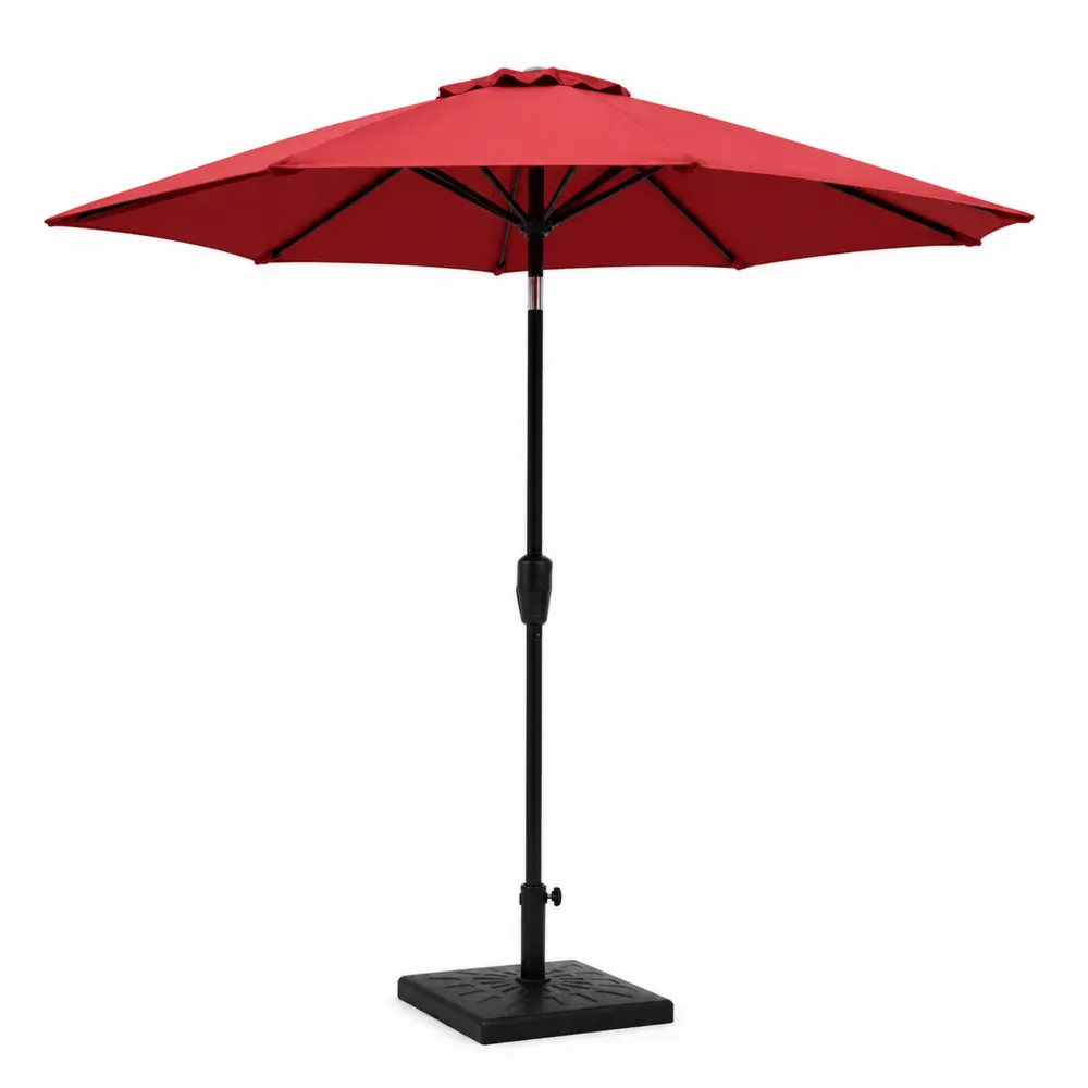 Roter Terrassenschirm 3m Polyester mit Metallmast-novarvencio