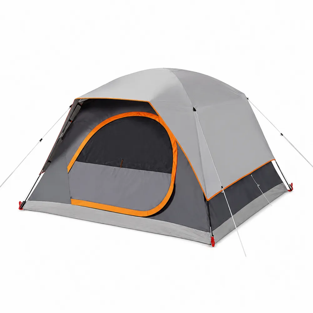 Polyester-Campingzelt Grau/Orange 200x200x135 cm für 4 Personen-novarvencio