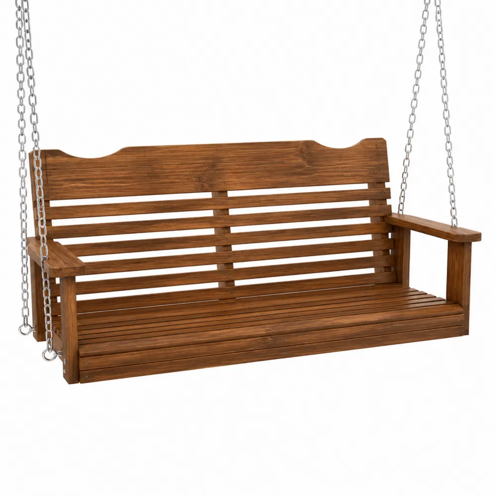 Holz Verandaschaukel mit verzinkten Stahlketten Braun 150 cm-novarvencio