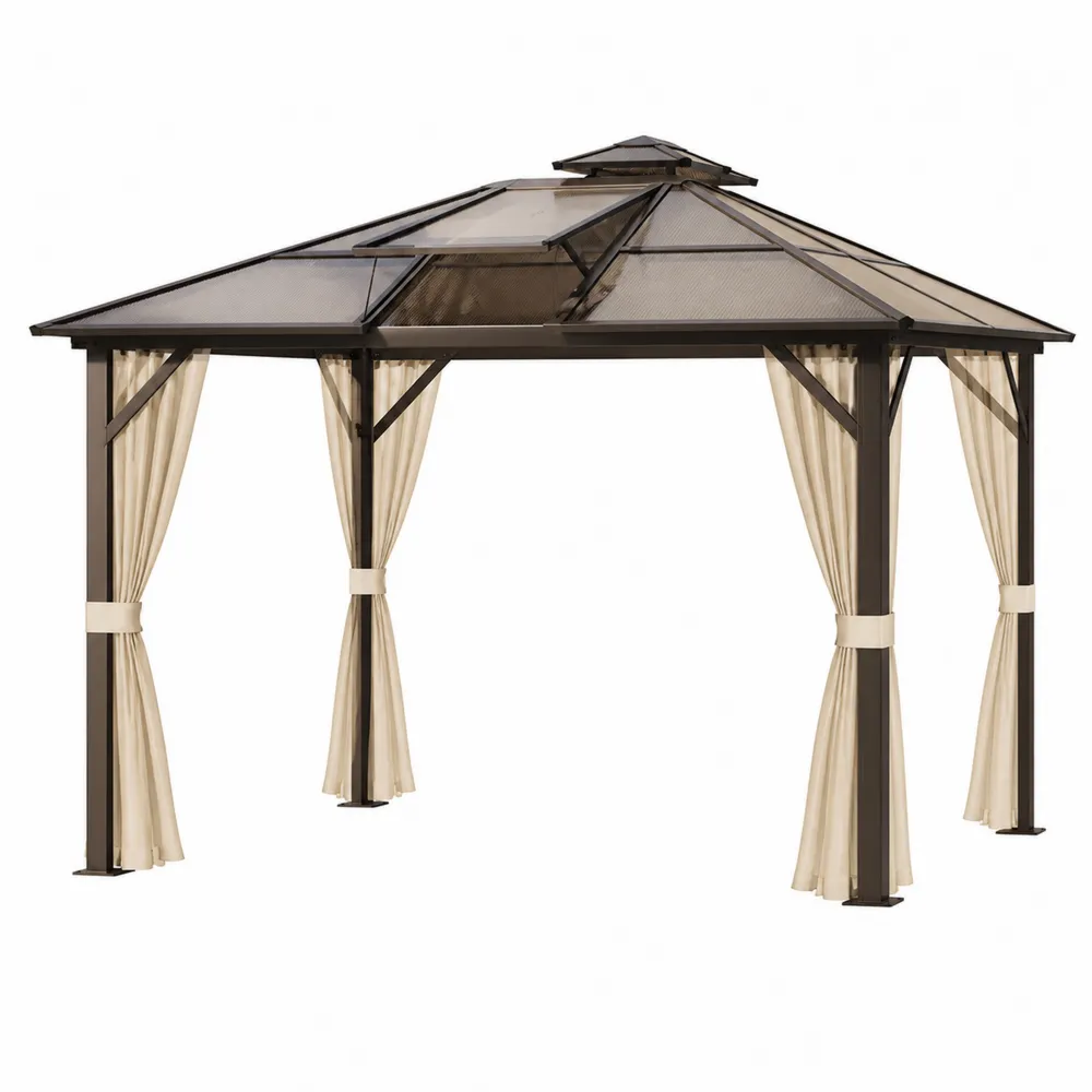 Gartenpavillon aus Aluminium und Polycarbonat 300x400 cm Beige-novarvencio