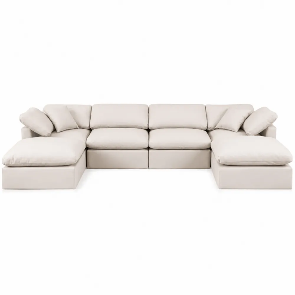 Modulares Ecksofa Set Stoff Beige 300x200x85 cm-novarvencio