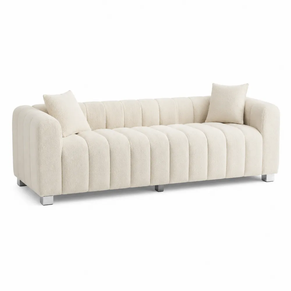 3-Sitzer Sofa Bouclé Creme 230 cm-novarvencio