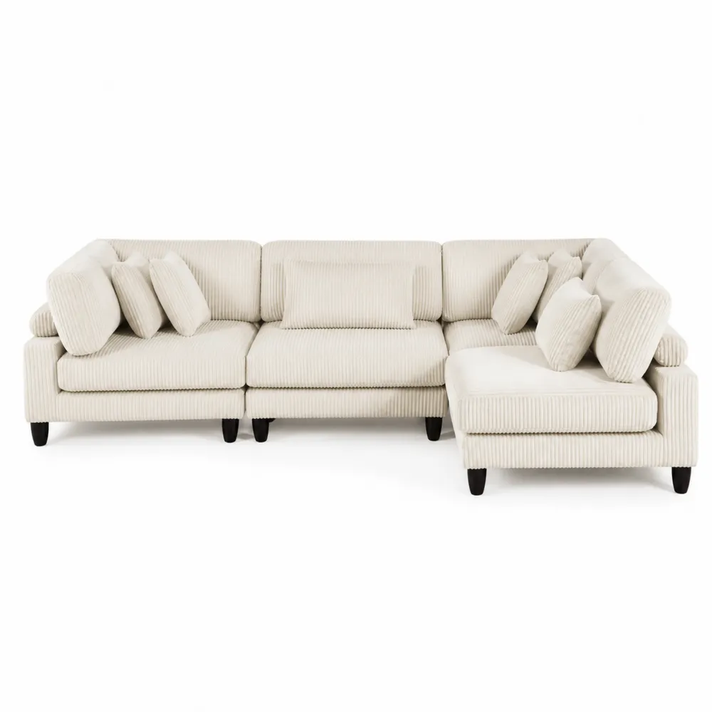 Modulares Ecksofa Cord Beige 270x210cm-novarvencio