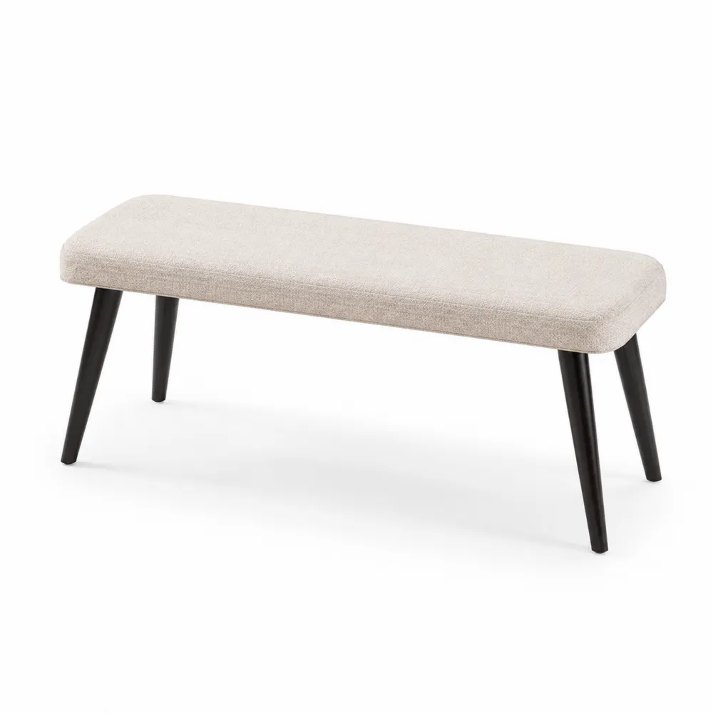 Polsterbank Beige Polyester Holzbeine 100x40x45cm-novarvencio