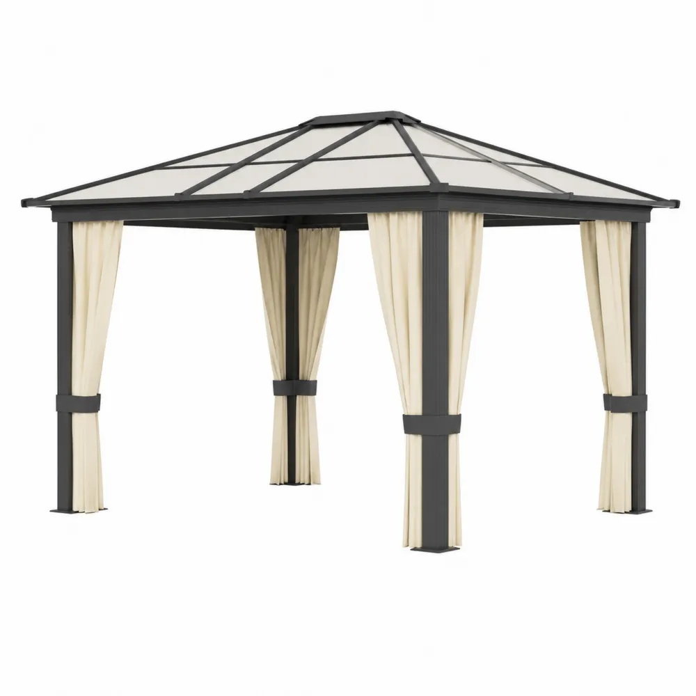 Pavillon mit Aluminium und Polycarbonat-Dach Beige 300x300x260 cm-novarvencio