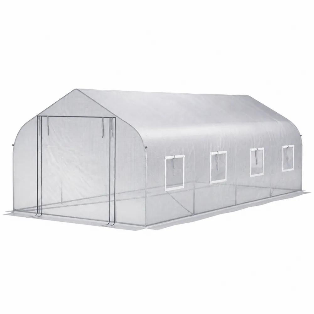 PVC Gewächshaus mit Stahlrahmen, Transparent, 600 x 300 x 200 cm-novarvencio