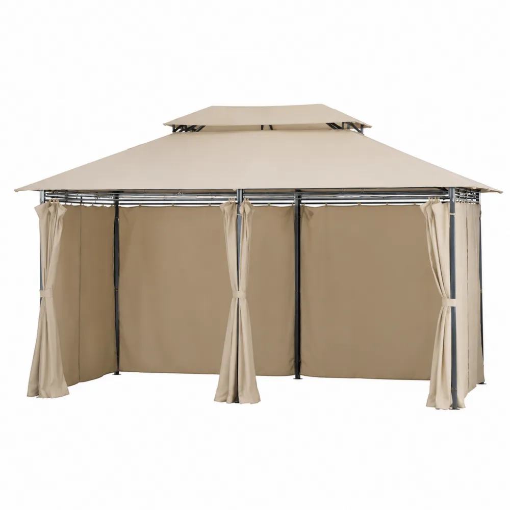 Gartenpavillon 3x4 m Stahlrahmen Beige Polyester-novarvencio