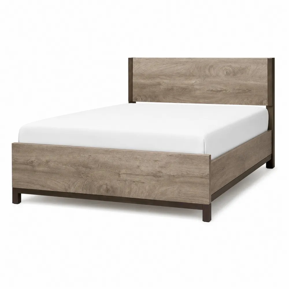 Holzbett mit MDF und Metallrahmen 200x180 cm Braune Eiche-novarvencio