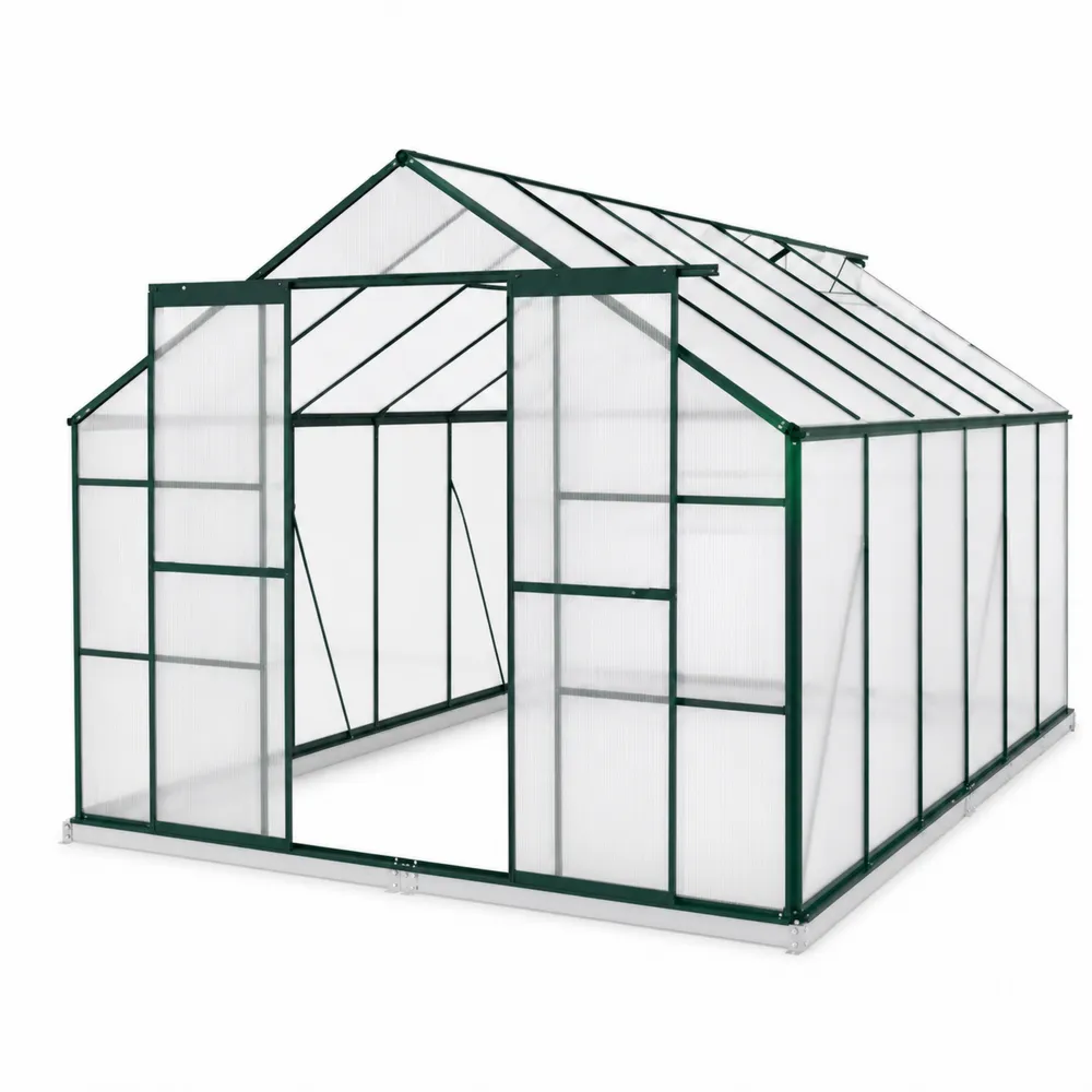 Aluminium Gewächshaus mit Polycarbonatplatten Grün 190x190x195cm-novarvencio