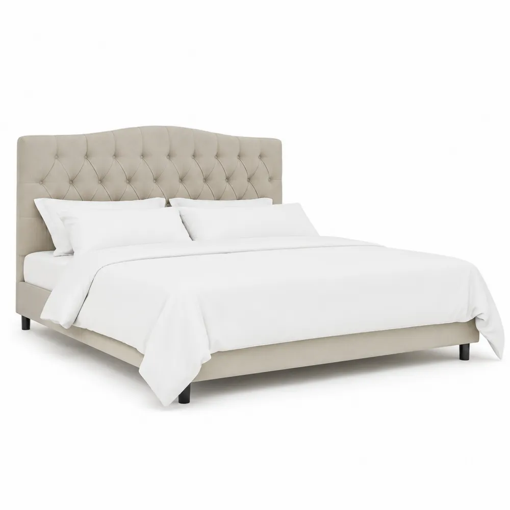 Polsterbett mit getuftetem Kopfteil 180x200 cm Textil Beige-novarvencio