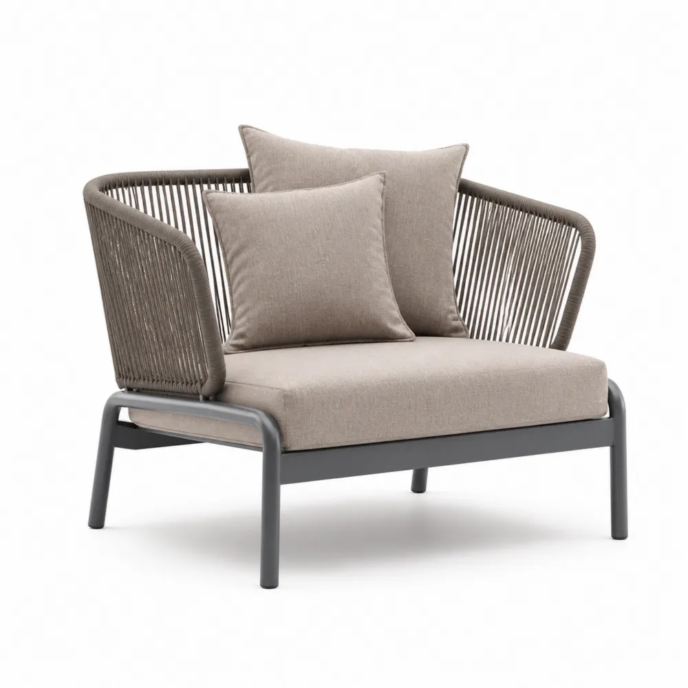 Outdoor Loungesessel mit Metallrahmen und Polyester-novarvencio