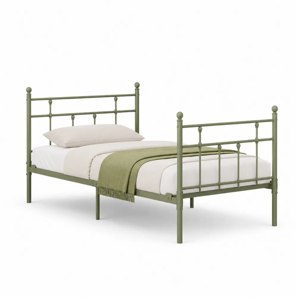 Metall-Einzelbett Grün 90x200 cm mit Kissen-novarvencio