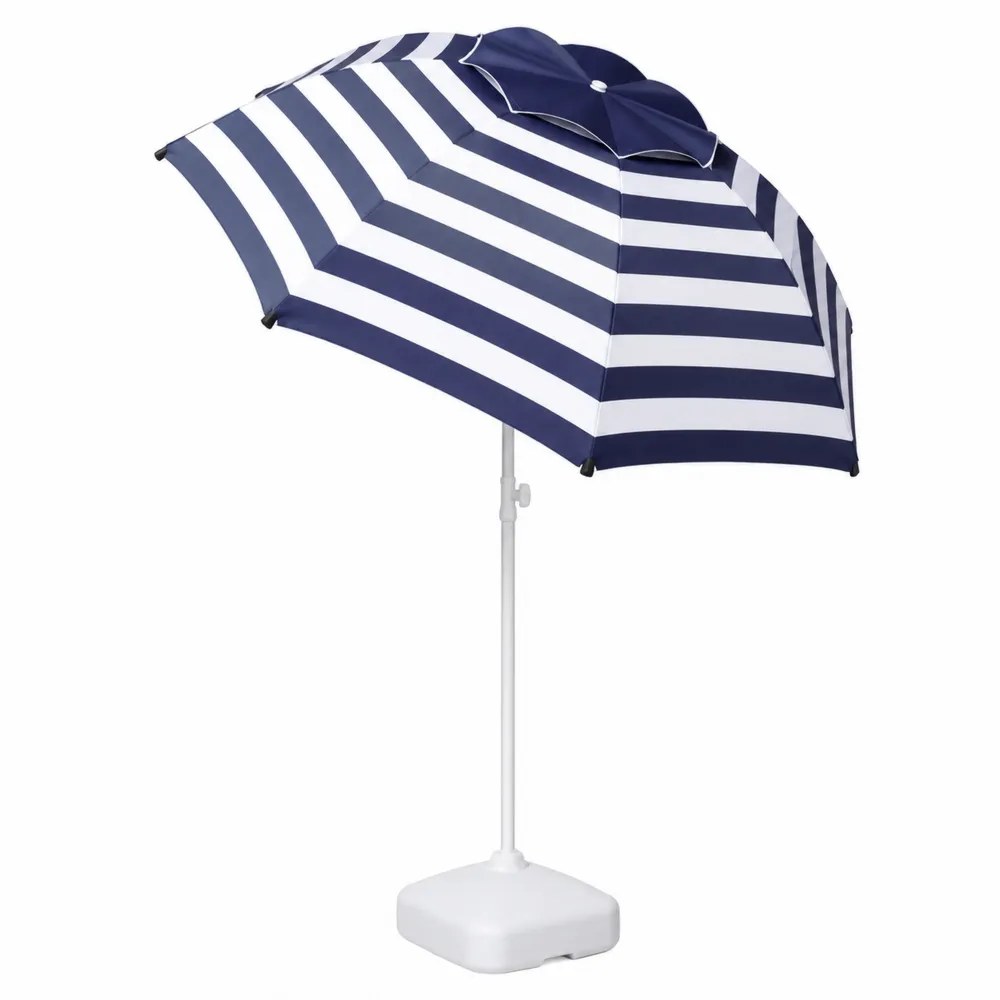 Terrassenschirm Blau/Weiß Gestreift Ø 150 cm Kunststoff-novarvencio