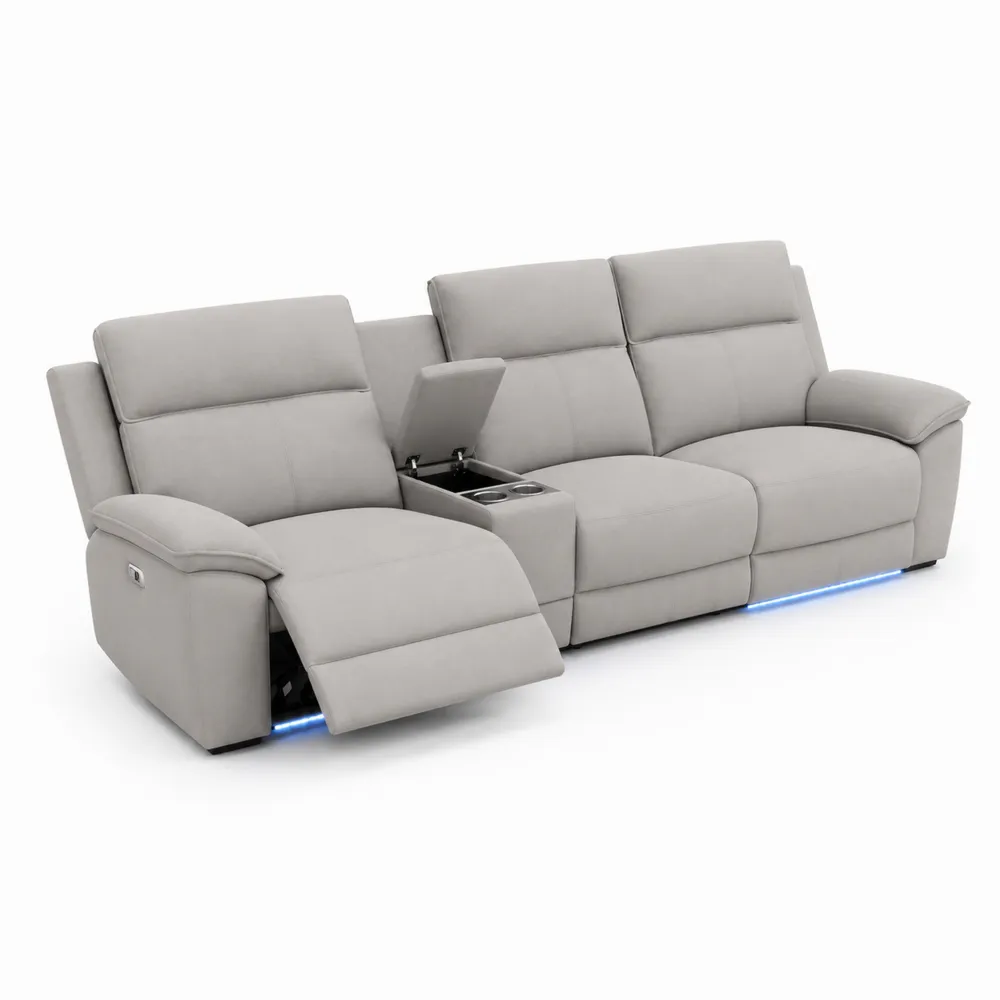 Modulares Sofa aus Kunstleder mit Relaxfunktion und LED Grau-novarvencio
